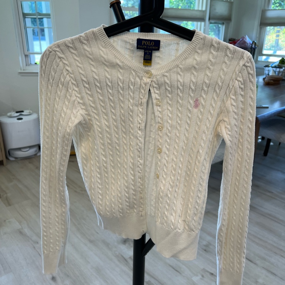 Polo by Ralph Lauren Women's White Cable Knit Cardigan